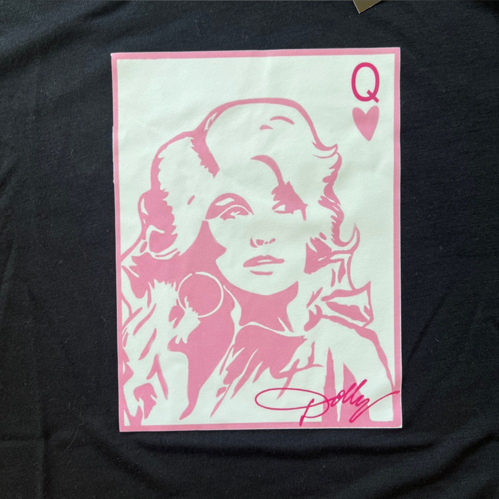Dolly Parton T-Shirt Cropped Pink Queen of Hearts Nashville Black XL So Soft NEW - Picture 8 of 10